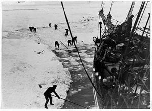 Trapped in the Weddell Sea, desperate efforts were made to free the ship, these were of no avail, because the ice froze together as quickly as it could be cut away 14th February 1915